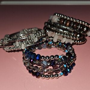 Chic Silver and Multicolor Beaded Bracelet Set